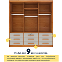 Ver imagem 3 de Guarda Roupa Chicago 3 Portas 9 Gavetas com Pés Móveis Tcil