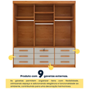 Ver imagem 3 de Guarda Roupa Chicago 3 Portas 9 Gavetas com Pés Móveis Tcil