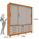 Ver imagem 2 de Guarda Roupa Chicago 3 Portas 9 Gavetas com Pés Móveis Tcil