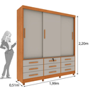 Ver imagem 2 de Guarda Roupa Chicago 3 Portas 9 Gavetas com Pés Móveis Tcil