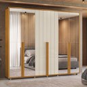 Ver imagem 1 de Guarda Roupa Volpi 6 Portas com Espelho 6 Gavetas Cinamomo Off White Madetec