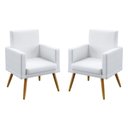 Ver imagem 1 de Kit 2 Poltronas Decorativas Estofadas Nina com Rodapé para Sala de Estar Couro Artificial Branco Ara
