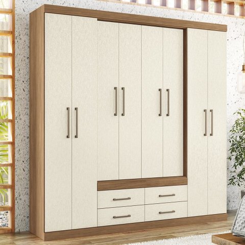 Guarda-roupa Casal Nápoles 8 Portas 4 Gavetas Jatoba/areia - Santos Andirá