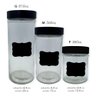 Conjunto 3 Potes Vidro com Tampa e Adesivo Lousa P- Escrever - 2