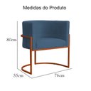Ver imagem 5 de Poltrona Decorativa Luana Suede Azul Royal Base Metálica Cobre - Belliv Decor