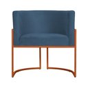 Ver imagem 2 de Poltrona Decorativa Luana Suede Azul Royal Base Metálica Cobre - Belliv Decor