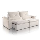 Ver imagem 1 de Sofá Retrátil Reclinável Molas Pillow15 Adam Veludo OffWhite 2,3m