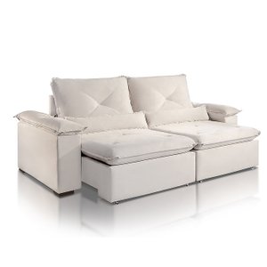 Sofá Retrátil Reclinável Molas Pillow15 Adam Veludo OffWhite 2,3m
