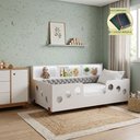 Ver imagem 1 de Cama Completa Lanna com Colchão Exonval Trança 2,5m para Quarto Infantil com Lousa Mágica - Cinza