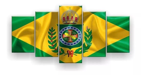 Quadro Decorativo Bandeira Brasil Império 5pc 129x61 - 1