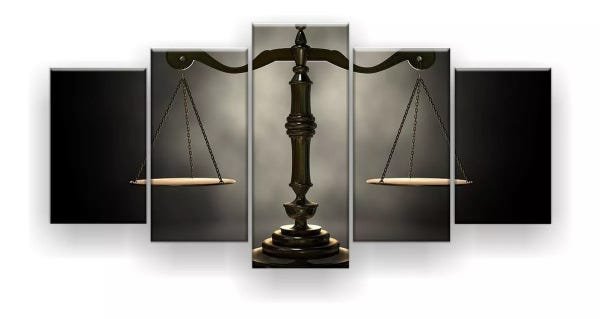 Quadro Decorativo Balança Da Justiça Direito 5 Peças - 1