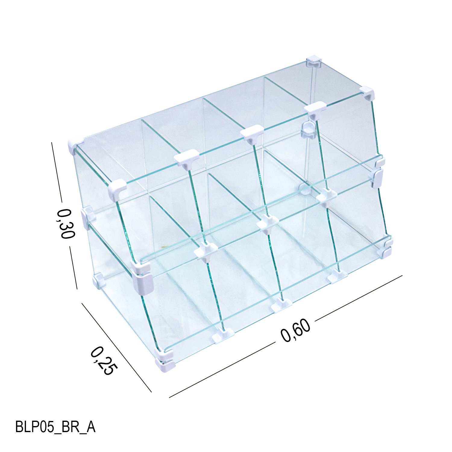 Baleiro Branco de Vidro Piramide - 0,60 X 0,30 X 0,25m