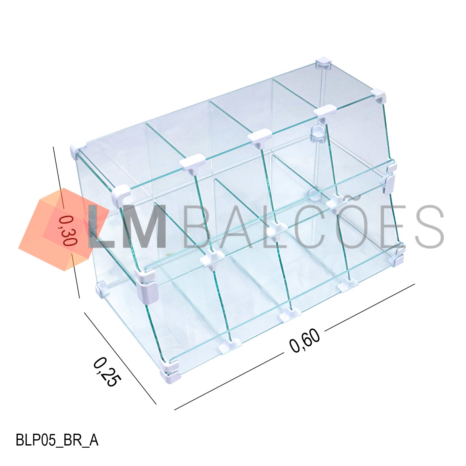 Baleiro Branco de Vidro Piramide - 0,60 X 0,30 X 0,25m - 2