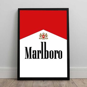 Quadro Decoração Raiz Marca Malboro Barbearia com Moldura