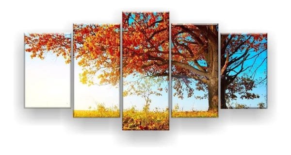 Quadro Decorativo Outono Árvore Céu Azul 129x61 Sala Quarto - 2