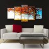 Quadro Decorativo Outono Árvore Céu Azul 129x61 Sala Quarto - 3