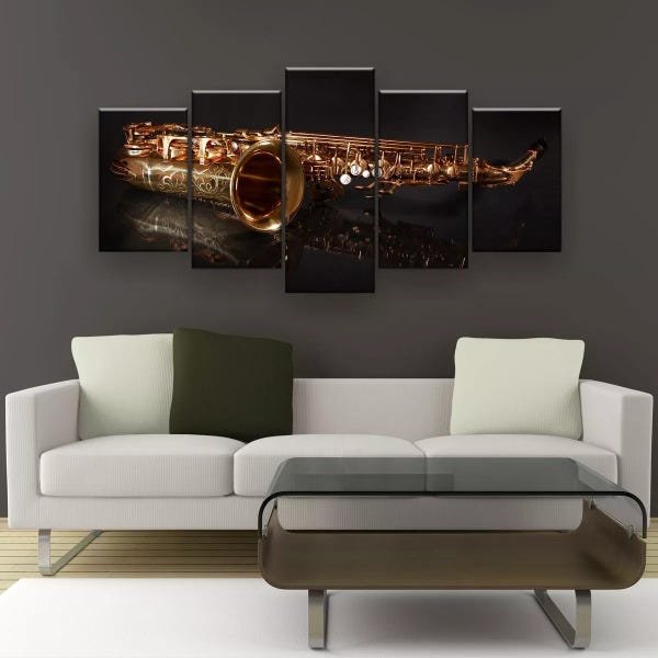 Quadro Decorativo Reflexo Saxofone 129x61 Sala Quarto - 3