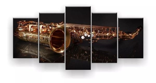 Quadro Decorativo Reflexo Saxofone 129x61 Sala Quarto - 1