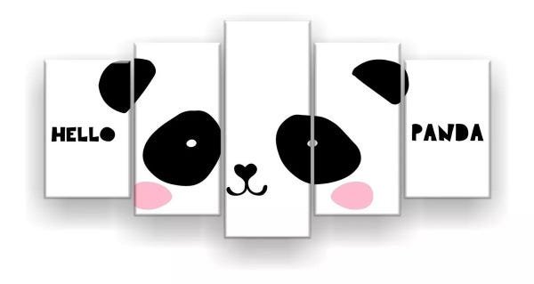 Quadro Decorativo Panda 5pc 129x61 - 3