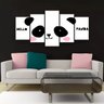 Quadro Decorativo Panda 5pc 129x61 - 2