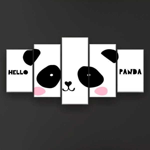 Quadro Decorativo Panda 5pc 129x61 - 1