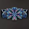 Quadro Decorativo Flor Simétrica Azul 129x61 Sala Quarto - 2