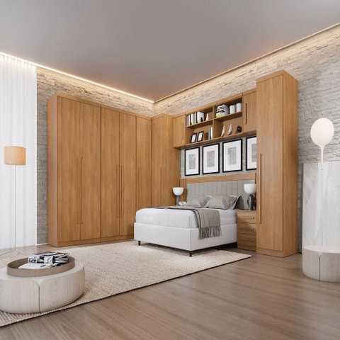 Guarda Roupa Modulado Linha Dallas 9 Portas de Bater 3 Gavetas MDP Cinamomo Benetil Móveis
