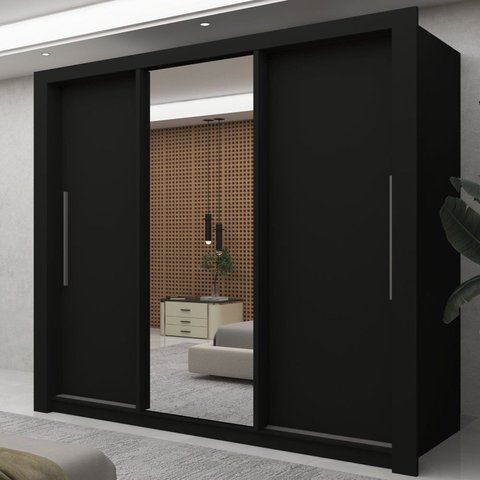 Guarda-Roupa Casal 3 Portas com 4 Gavetas com 1 Porta Espelho 100% MDF Roma