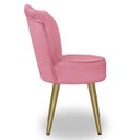 Ver imagem 3 de Cadeira para Studio Maquiagem Clinica Estética Veludo Rosa Pés Dourado Bz Home Decor