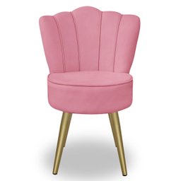Cadeira para Studio Maquiagem Clinica Estética Veludo Rosa Pés Dourado Bz Home Decor - 2