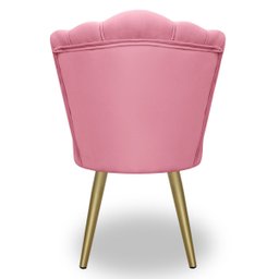 Cadeira para Studio Maquiagem Clinica Estética Veludo Rosa Pés Dourado Bz Home Decor - 5