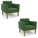 Ver imagem 1 de Kit 2 Poltronas Decorativas Karen Pés Fixo em Madeira Castanho Suede Verde G19 - Gran Belo