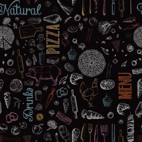 Papel de Parede Adesivo para Cozinha Menu Giz - 45x150 cm - 1