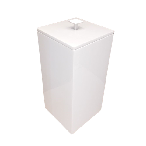 Lixeira Quadrada 5,5l em Resina Branco - Cromado
