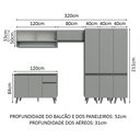 Ver imagem 7 de Armário De Cozinha Completa 320Cm Cinza Nice Madesa 03 Cinza
