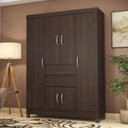Ver imagem 1 de Conjunto Guarda Roupa Casal e Sapateira Porta Bella 6 Portas 2 Gavetas MDP Cafe Touch Demóbile