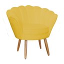 Ver imagem 3 de Kit Namoradeira + 1 Poltrona Decorativa Pétala Couro Amarelo Pés Madeira Ms Decor