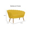 Ver imagem 2 de Kit Namoradeira + 1 Poltrona Decorativa Pétala Couro Amarelo Pés Madeira Ms Decor