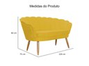 Ver imagem 2 de Kit Namoradeira + 1 Poltrona Decorativa Pétala Couro Amarelo Pés Madeira Ms Decor