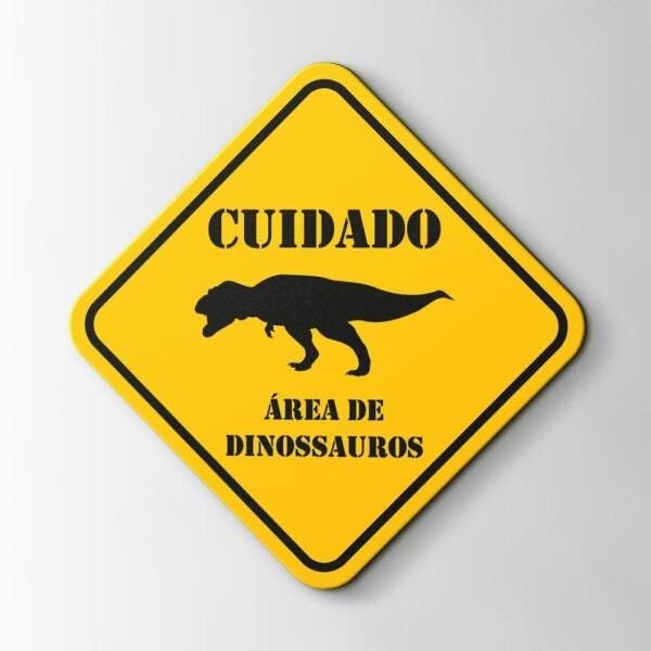 Quadro Infantil Cuidado! ÁRea de Dinossauros-20x20cm - 1