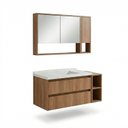 Ver imagem 2 de Conjunto Gabinete para Banheiro Suspenso com Cuba e Espelheira com Nichos em MDF 102cm Prime Yescasa Noce Marrom