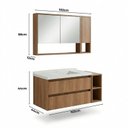 Ver imagem 3 de Conjunto Gabinete para Banheiro Suspenso com Cuba e Espelheira com Nichos em MDF 102cm Prime Yescasa Noce Marrom