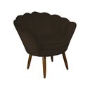 Ver imagem 1 de Poltrona Decorativa Pétala Couro Marrom Pés Madeira Mz Decor