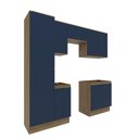 Ver imagem 2 de Lavanderia Modulada Kappesberg Celeste 7 Peças Nogueira/azul 230cm