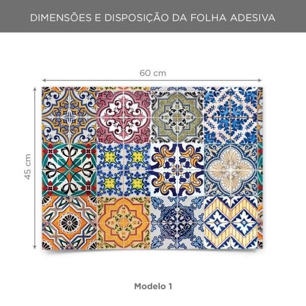 Adesivo de Azulejo Hidráulicos Coloridos II - 45x250 cm - 3