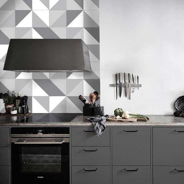 Adesivo de Azulejo Triangulos Cinzas - 45x250 cm - 1