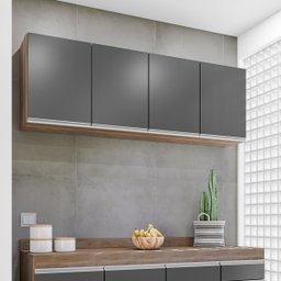 Armário Aéreo 1,60m com 4 Portas Cozinha Área de Serviço Lavínia Freijó Grafite - 1