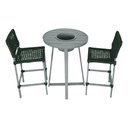 Ver imagem 1 de Conjunto Bistrô Champanheira Cinza Tampo Ripado e 2 Banquetas França Corda Náutica Verde Musgo