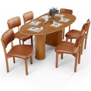 Ver imagem 1 de Mesa para Sala de Jantar Ourense com 06 Cadeiras Sala de Jantar Dara L02 Couríssimo Camel - Lyam Dec