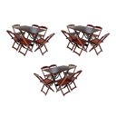 Ver imagem 1 de Kit 3 Jogos de Mesa Dobravel com 6 Cadeiras de Madeira 120x70 para Restaurante e Bar - Imbuia